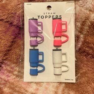Straw Toppers Tumblers Set - Purple, Pink, Blue, White